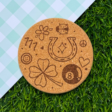 Lucky Engraved Cork Coaster