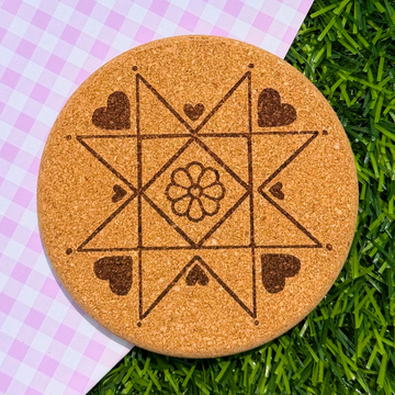 Quilty Engraved Cork Coaster