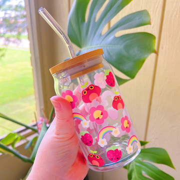 Rainbow Meep Glass Can Cups