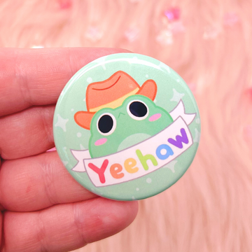 Yeehaw Frog Pinback Button